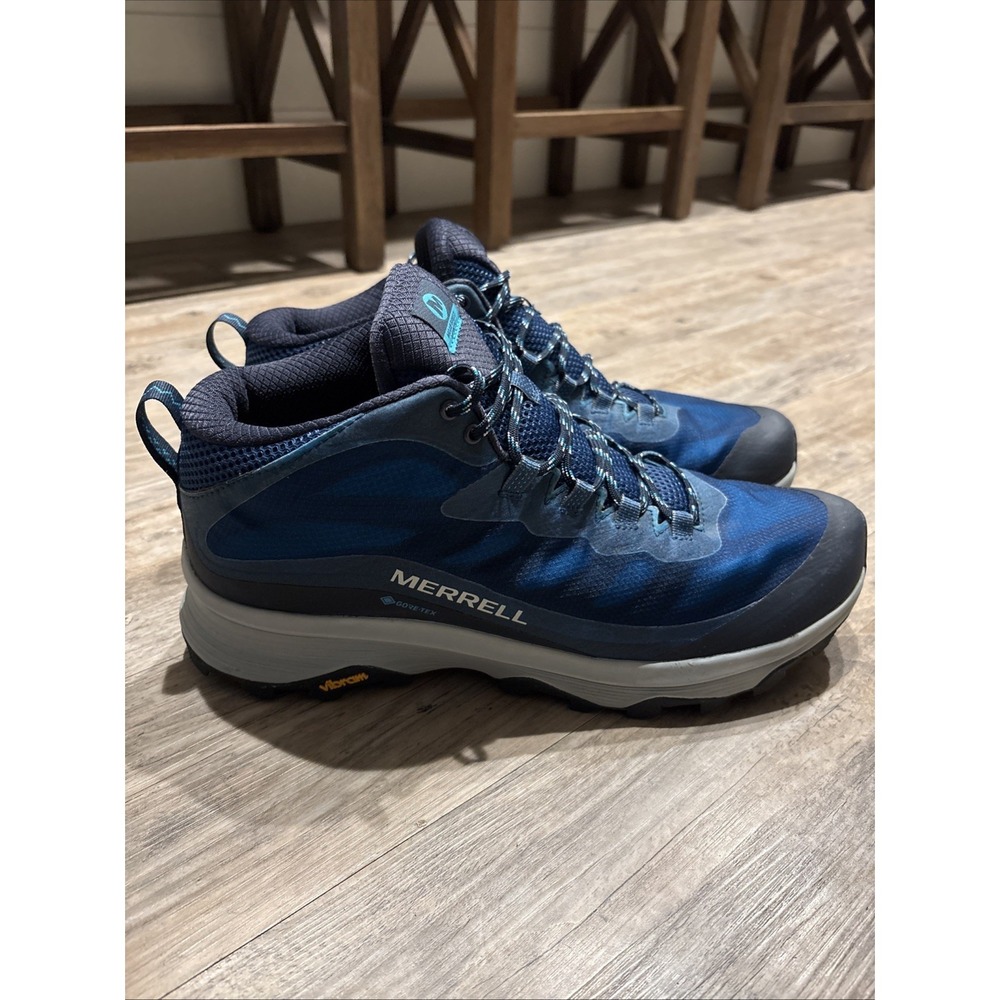 Merrell Mens Moab Speed Mid GTX Navy Marine Blue Hiking Shoes‎ GORE-TEX US 14